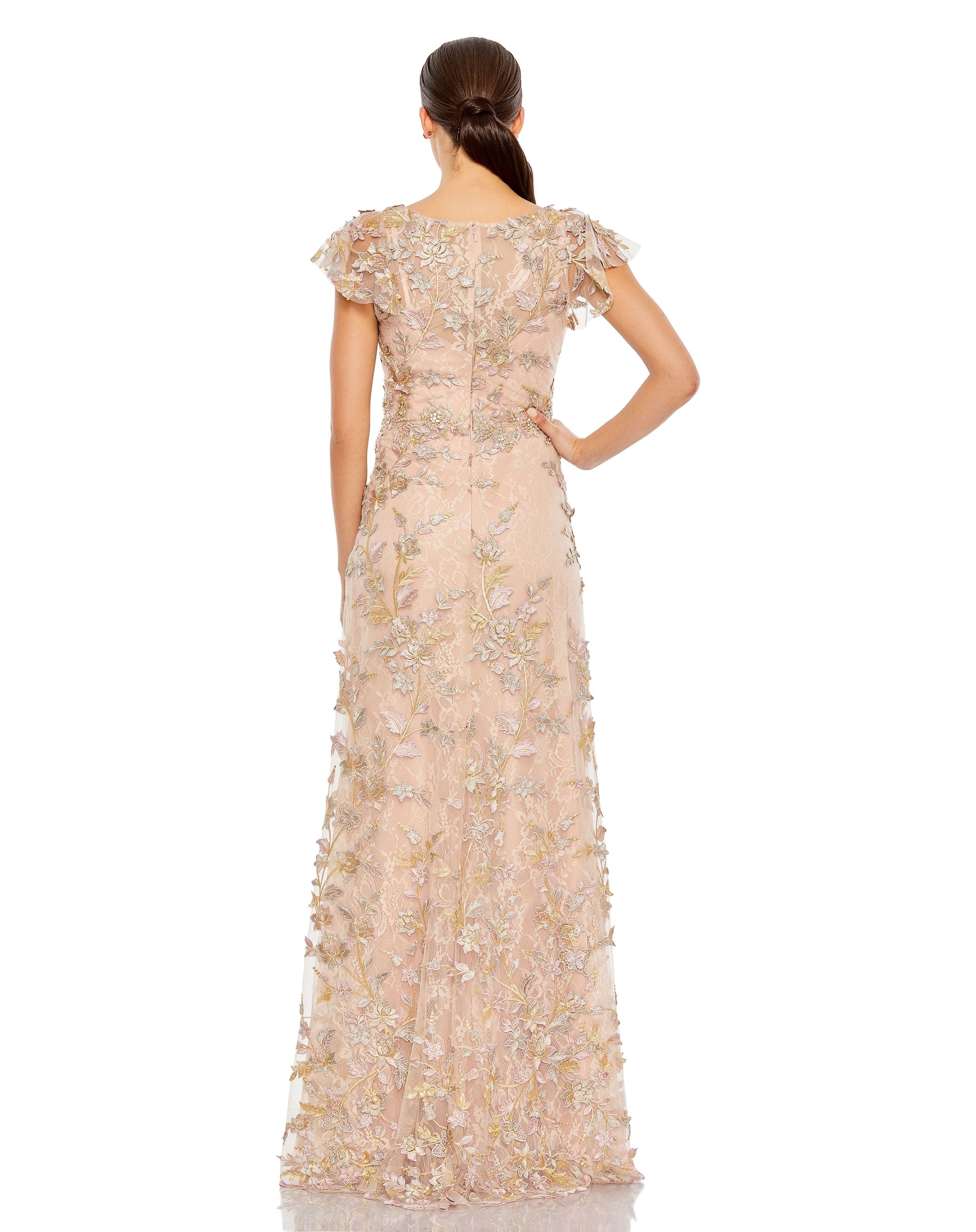 Adrianna Papell Women's Beaded Flutter-Sleeve Blouson Gown | CoolSprings  Galleria